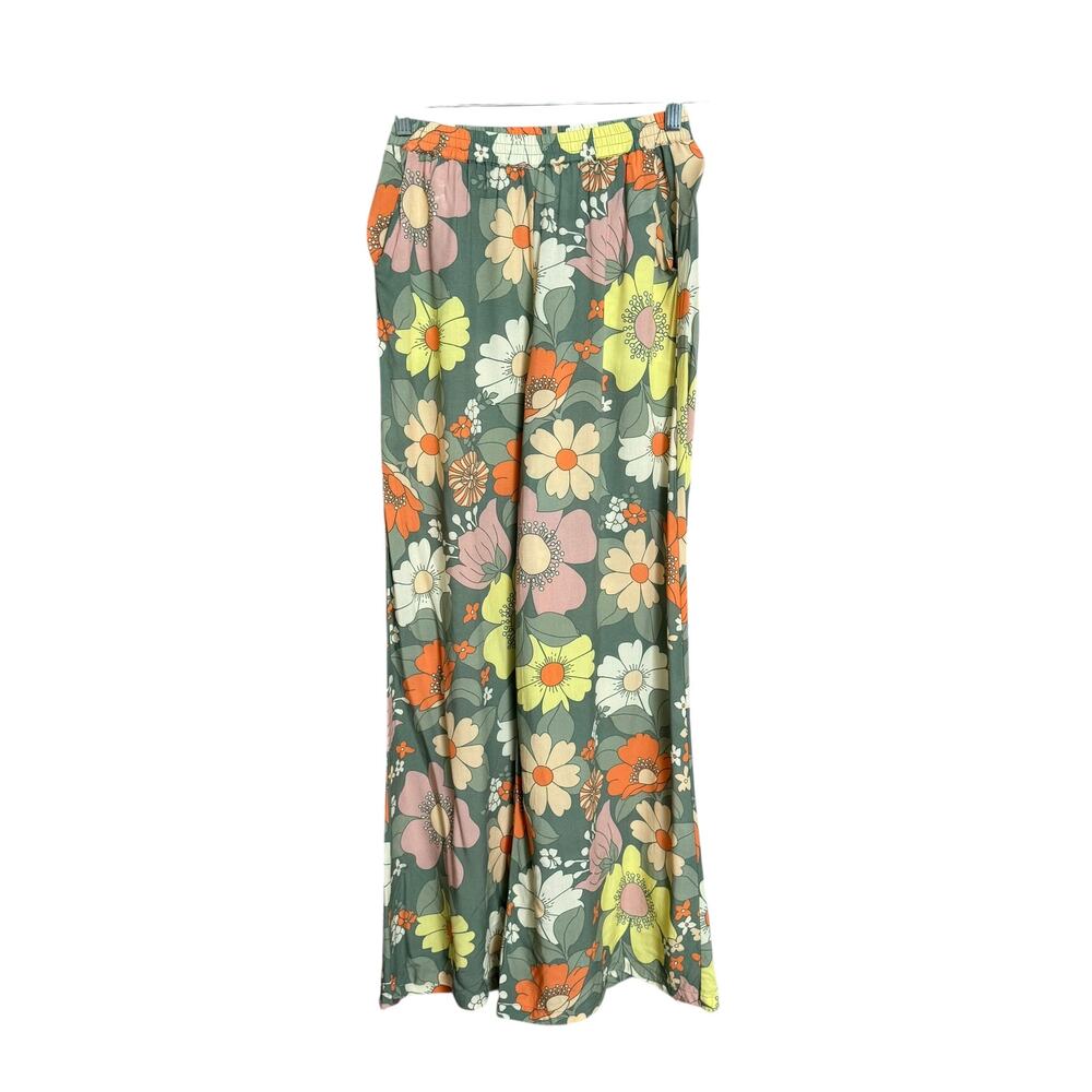 ALBERTINE Floral Bohemian Retro Pants Size XS 100% Viscose Elasticated Waistline - Picture 5 of 8